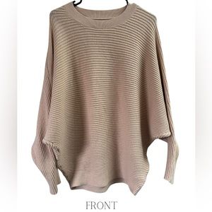 Amazon Large oversized cream crew neck sweater with puffy sleeves.